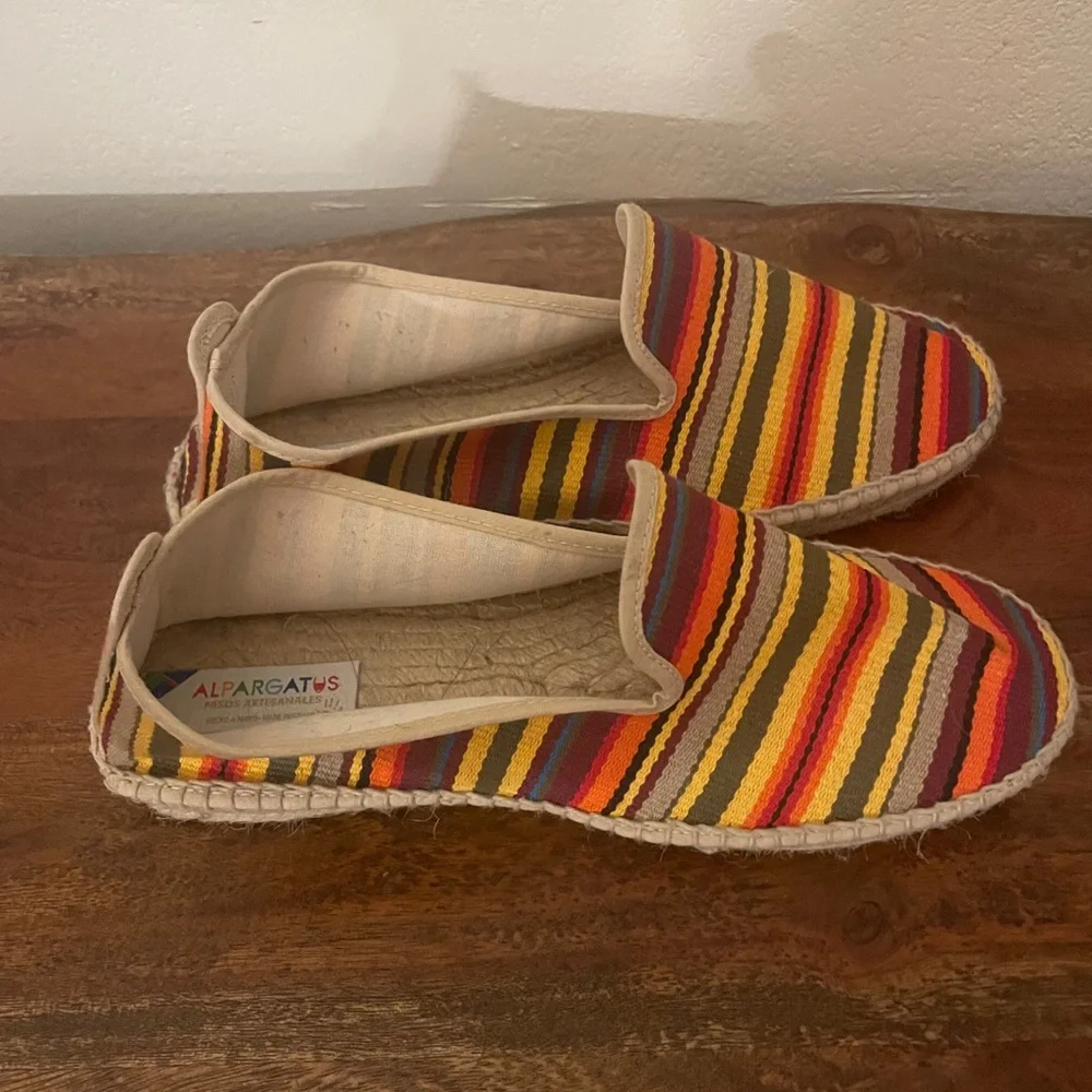Alpargatas Handmade Woven Striped Espadrilles – Colorful Boho Flats EU 38